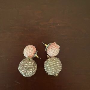 Pink and tan sparkle statement earrings